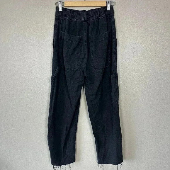 Back Beat Co. High Rise Straight Leg Cargo Pants Hemp Washed Black Small - Picture 6 of 8
